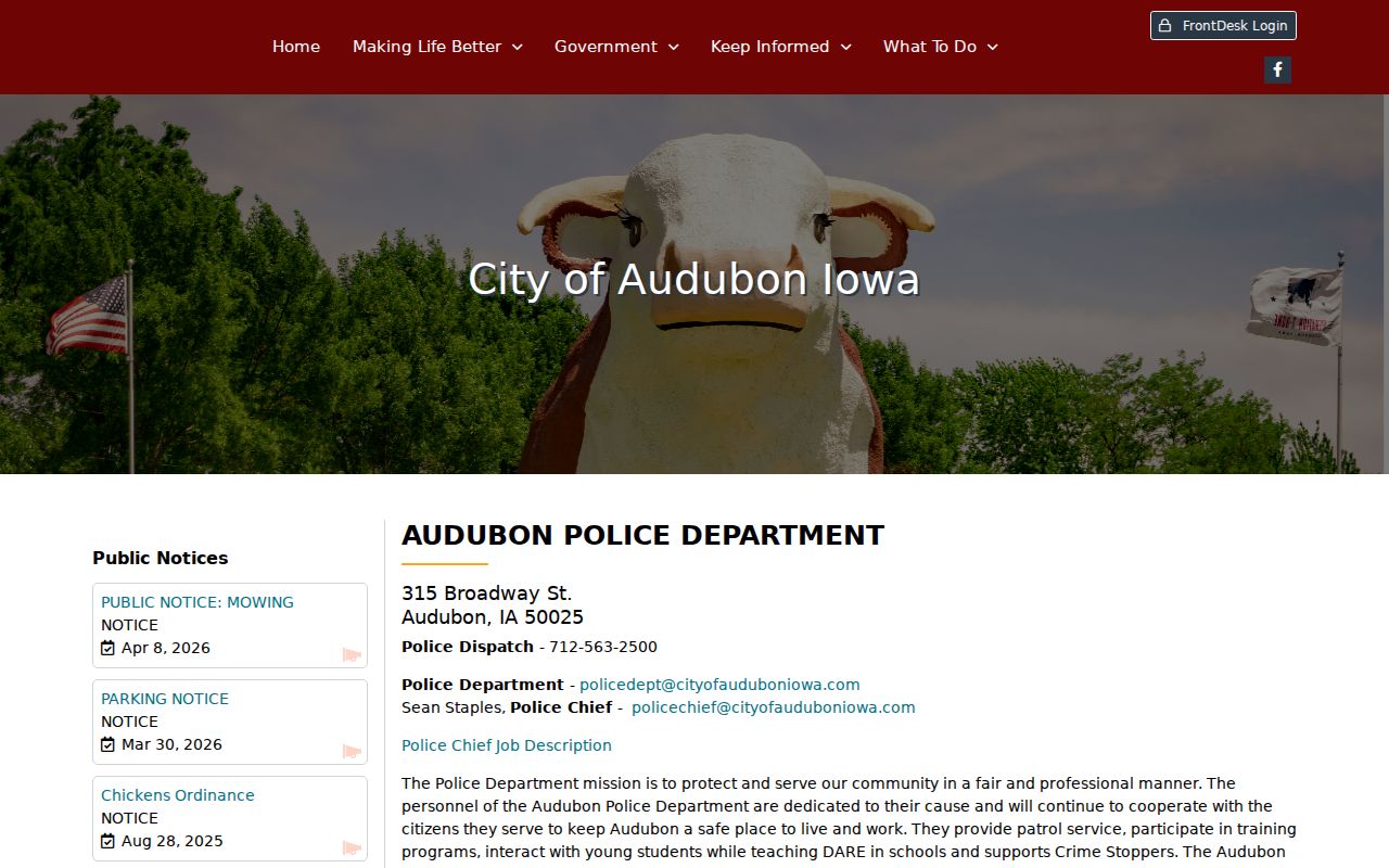 Audubon criminal records source at the Audubon Police Department