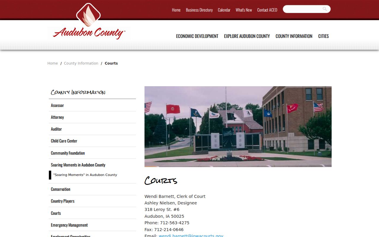 Audubon County criminal court case clerk information