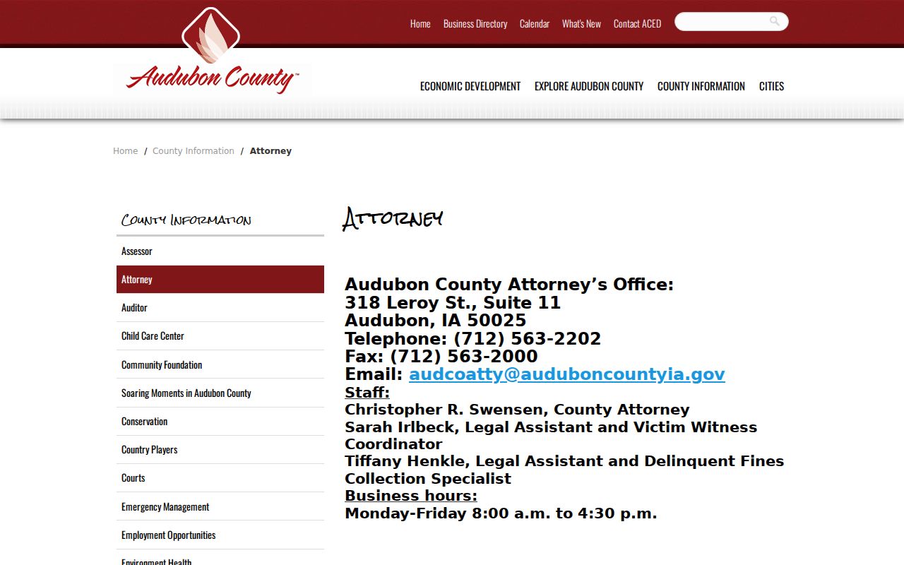Audubon County attorney criminal court case office