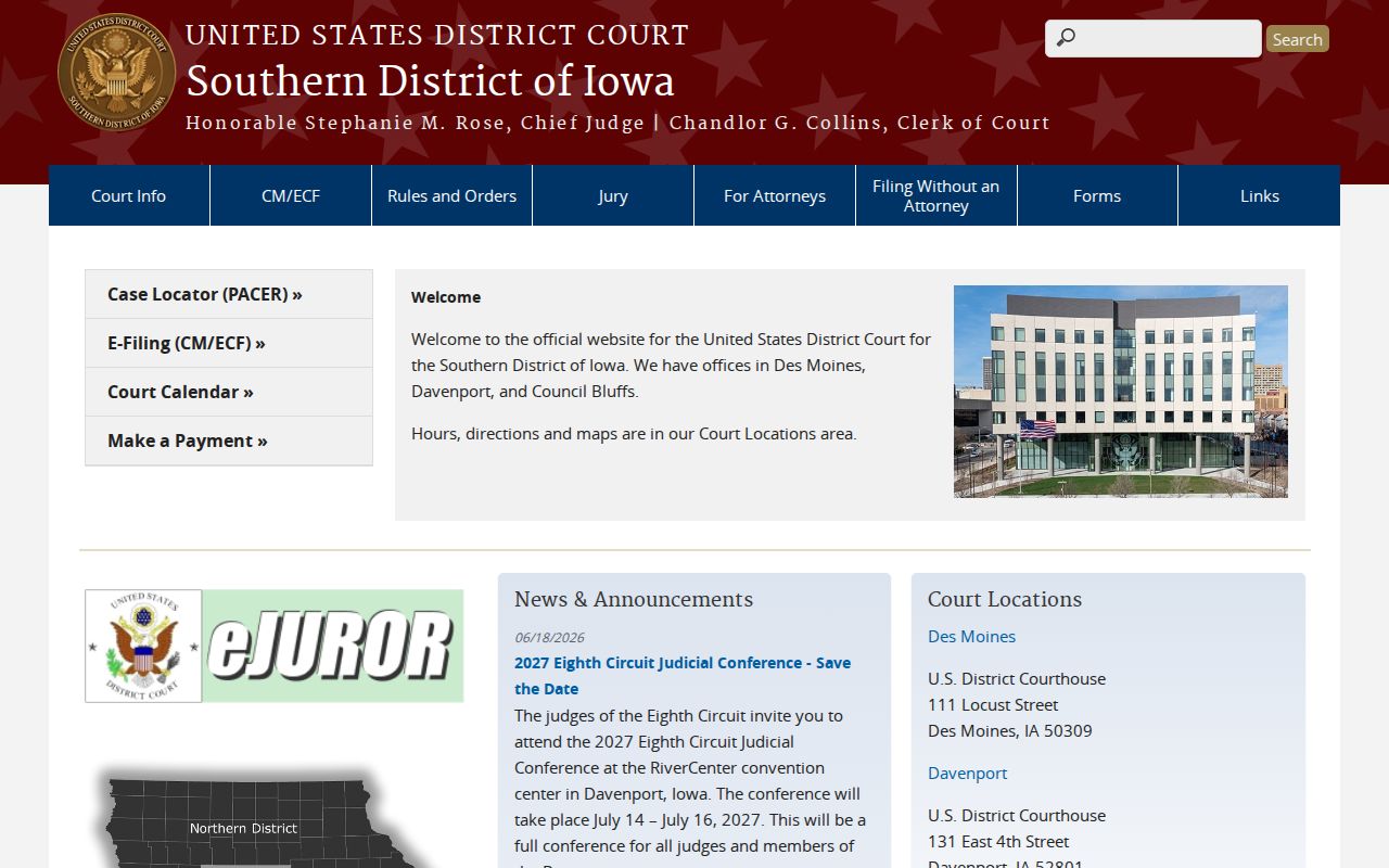 Southern District of Iowa federal criminal cases for Audubon County