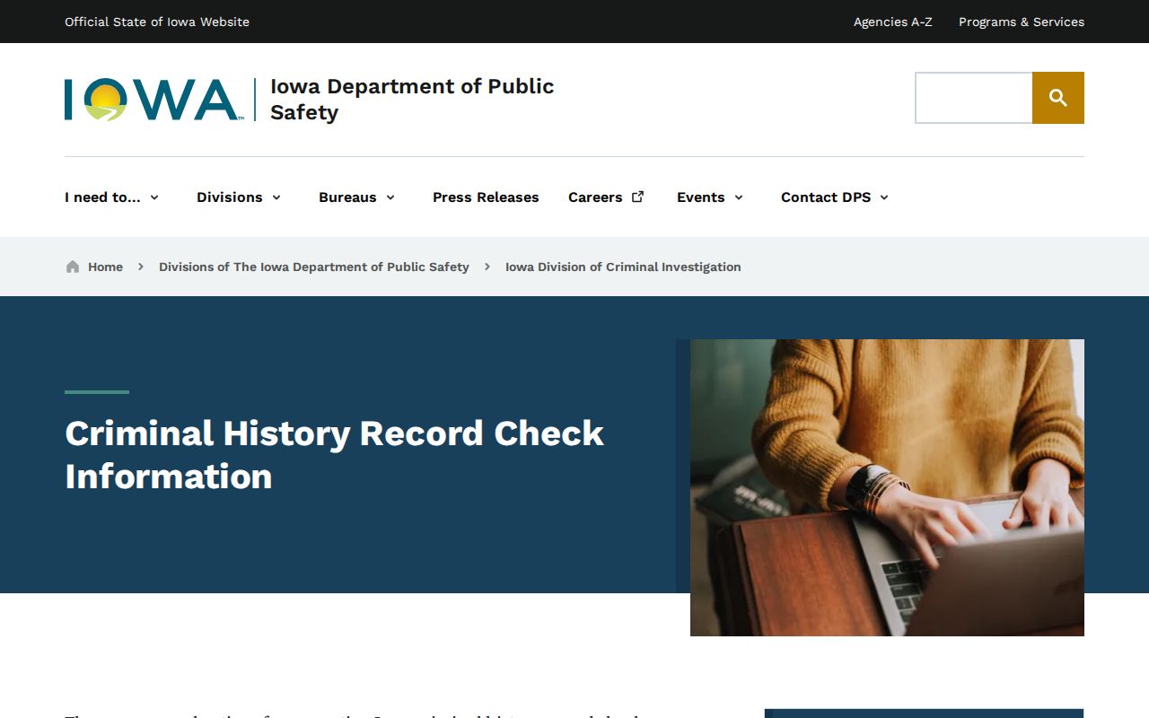 Iowa DCI Audubon County criminal history record check