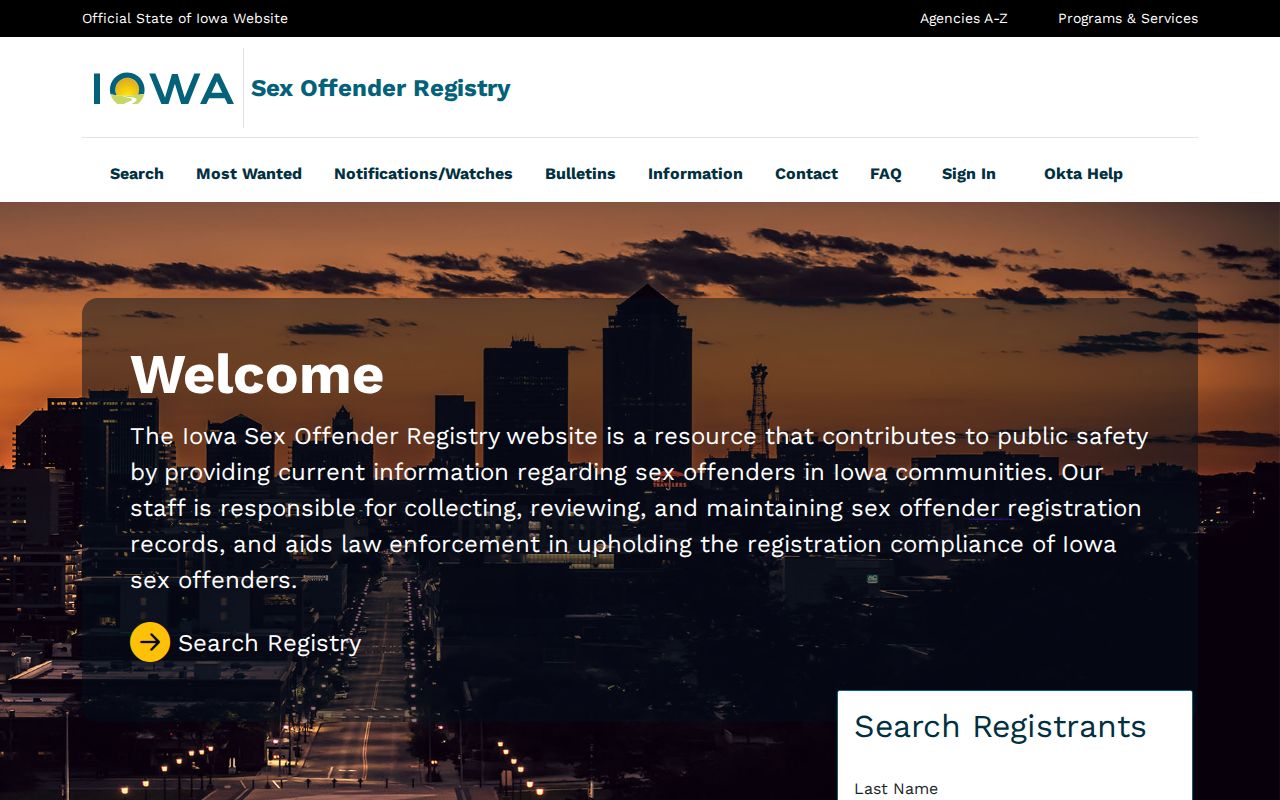 Iowa registry Audubon County sex offender search